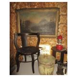 Painting, unique antique chair