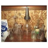 Advertising milk bottles, oil bottle w/ metal top