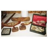 Tree bark canoes, teepees, Native American arrowheads, stones, etc.