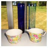 Chintz creamer & sugar