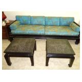 Oriental style sofa & occasional tables
