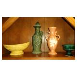 Weller vase, McCoy/Hull pieces