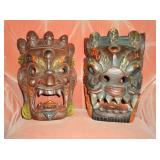Vintage wooden masks, decor