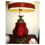 Vintage red glass lamp
