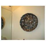 An original artwork (artist unknown) platter.  Made of a glass covering over 3-D metal.