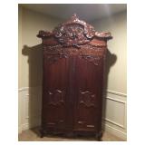 Antique Wood Carved Armoire   