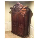 Antique Wood Carved Armoire   Antique Wood Carved Armoire   