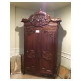 Antique Wood Carved Armoire   