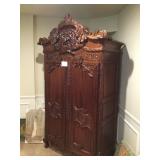 Antique Wood Carved Armoire   