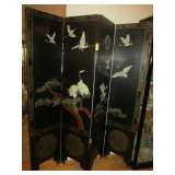 Really elegant oriental privacy screen with stone carved white cranes.  5