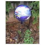 Hand blown large gazing garden ball.  Really great colors.