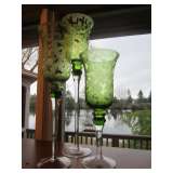 Really lovely etched green candle sconces.