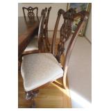 Stunning Solid Wood Ornate Dining Room Table with Six Side Chairs and Two Arm/Captain Chairs.