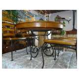 Wrought Iron & Wood Table & Chairs