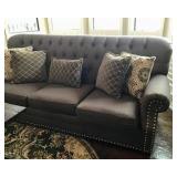 Chocolate Brown 3 cushion sofa 40”D x 96” Long x 40” High Full price $550.00; If interested call (31