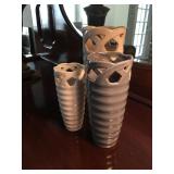 Set (3) contemporary vases Grey/ cream 8”,9”, and 11” Full price $40.00 set of 3; if interested call