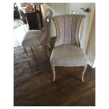 Bleached wood side chairs (2) Grey tweed 35” High seat is 19” high Full price $95.00 each; if intere