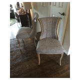 Bleached wood side chairs (2) Grey tweed 35” High seat is 19” high Full price $95.00 each; if intere