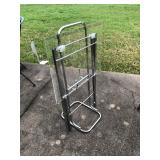 Lucite Trays (2) plus stand; one bracket on one tray bracket is disconnected, fixable; Dimensions fo