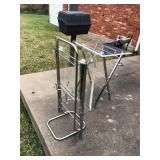 Lucite Trays (2) plus stand; one bracket on one tray bracket is disconnected, fixable; Dimensions fo