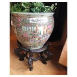 Asian Pot; Height = 24" with stand; 13 1/2" without stand; Width = 16"; Full price = $95; if interes