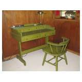 solid wood desk with chair