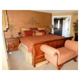 BUY IT NOW BED, SPECIALTY MATTRESS, HEAD AND FOOT BOARD  PAIR OF NIGHT TABLES, DRESSER, MIRROR, AND 