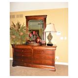 BUY IT NOW BED, SPECIALTY MATTRESS, HEAD AND FOOT BOARD  PAIR OF NIGHT TABLES, DRESSER, MIRROR, AND 