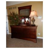 BUY IT NOW BED, SPECIALTY MATTRESS, HEAD AND FOOT BOARD  PAIR OF NIGHT TABLES, DRESSER, MIRROR, AND 