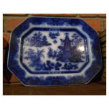 antique flow blue platter (unmarked)