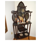 antique mahogany mirrored display stand