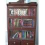 Oak Barrister Leaded Glass Front Bookcase
