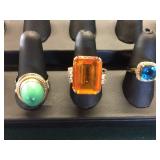 Vintage rings with precious stones and gold bands