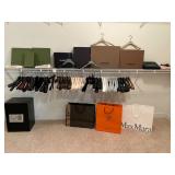 Designer hangers, boxes and bags. 