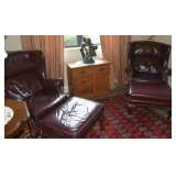 Leather Chairs with Ottaman