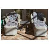 Wicker Side Chairs with Ottaman