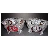 Red Bird Crystal Footed Bowls