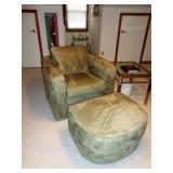Micro-Suede Swivel Chair & Ottoman