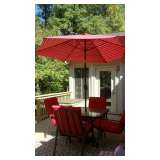 Patio Table, Chairs/Cushions, Umbrella