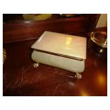 Alabaster/Brass Foot Trinket/Jewelry Box