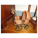 Wicker Doll Baby Carriage