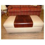 Ekornes Leather Ottoman/Coffee Table w/Wood