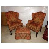 Pair of Sherrill Wingbacks/Ottoman