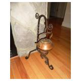 Copper Kettle w/Wrought Iron Stand