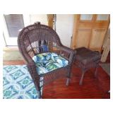 Vinyl Wicker Chair/Side Table