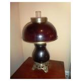 VTG Ruby Glass Lamp w/Brass