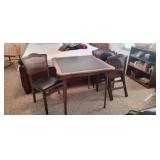 Vintage Card Table/4 Cane Back Folding Chairs