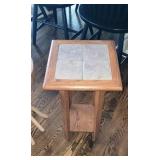 Oak Table w/Tile Top 11" W x 11" D x 22" H