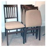 4 Wood/Fabric Folding Chairs