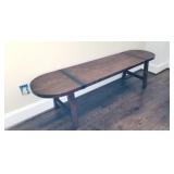 Metal Banded Oak Bench